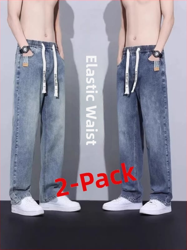 Τζιν με ίσια γραμμή - μεσαία μέση, πλυμένα, ελαφριά ελαστικότητα, πολυεστέρας 70%