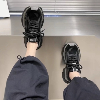 Pantofi platformă din piele pentru femei, stil coreean, vârf rotund, piele de vițel în două straturi, talpă din cauciuc, toc mediu 3-5 cm