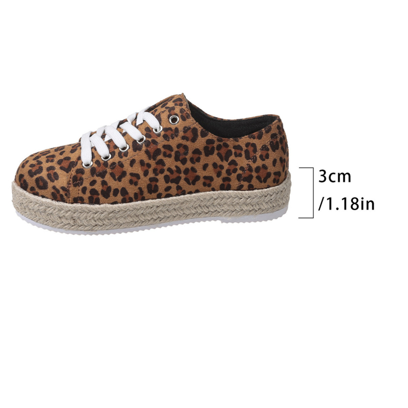 Ženske dnevne tenisice s leopard printom, niski kroj, vezanje, PU gornji dio, gumeni potplat