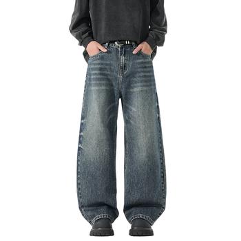 Muške traperice s fleece podstavom, denim, srednji pojas, zatvarač, opušten ravni kroj, pamuk denim