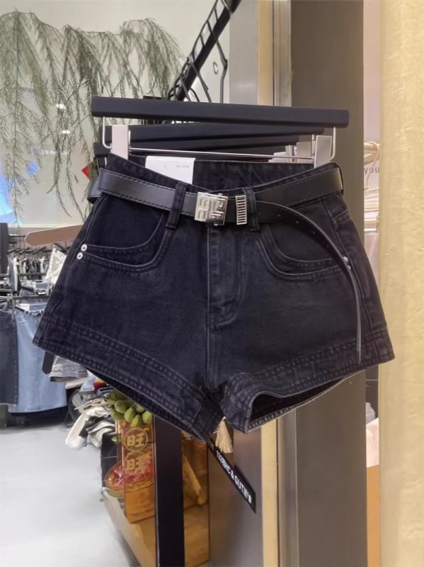 Traper šorc s visokim strukom i širokim krojem, pamuk-mješavina 50-70%, ljeto 2025, ulični hipster stil