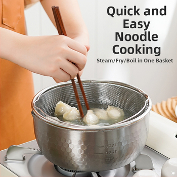 Coș de aburi din oțel inoxidabil 304 pentru hot pot și shabu-shabu, grilă de aburi, unealtă de bucătărie multifuncțională