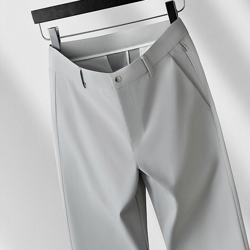 Muške hlače ravnog kroja, poslovno casual stil, srednji pojas, 100% poliester, jednofarbne, zip zatvarač, proljetni model