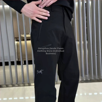 Muške softshell hlače s fleec podsukom, ravnog kroja, zimske vanjske svakodnevne nošnje s izvezenim dizajnom