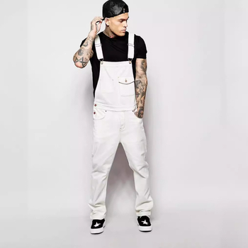 Дънкови панталони с презрамки, свободна кройка, средна талия, закопчаване с връзка, 80% памук