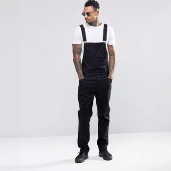 Дънкови панталони с презрамки, свободна кройка, средна талия, закопчаване с връзка, 80% памук