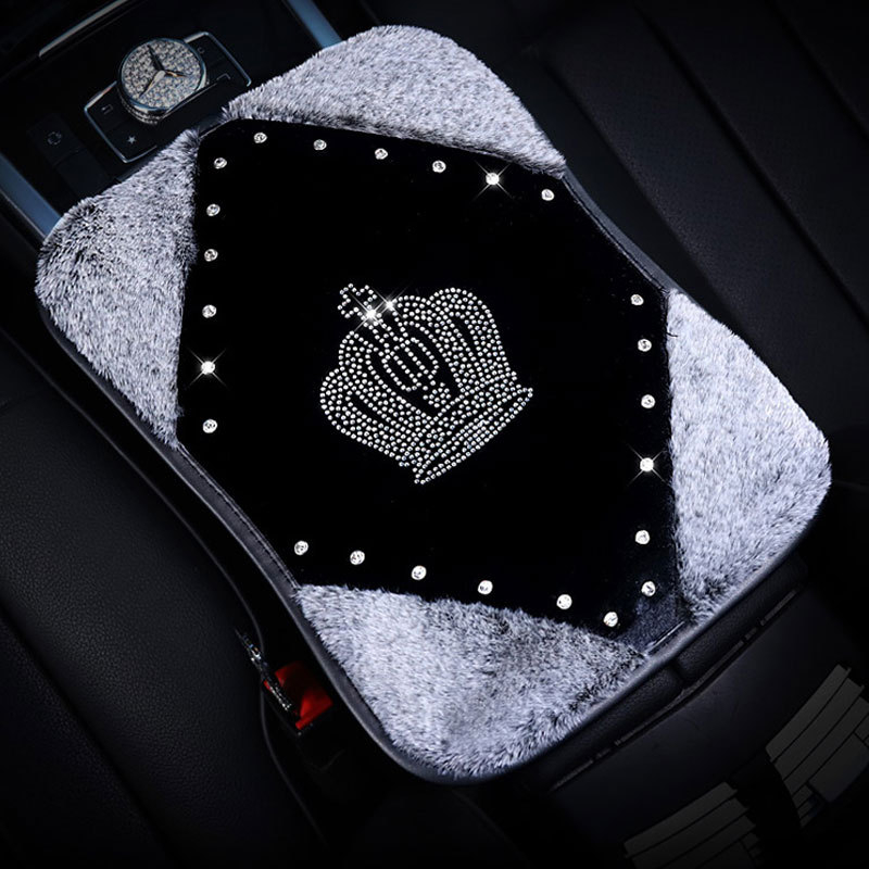 Perna de cotieră auto din material textil cu pluș de iarnă și cristale, model 0321