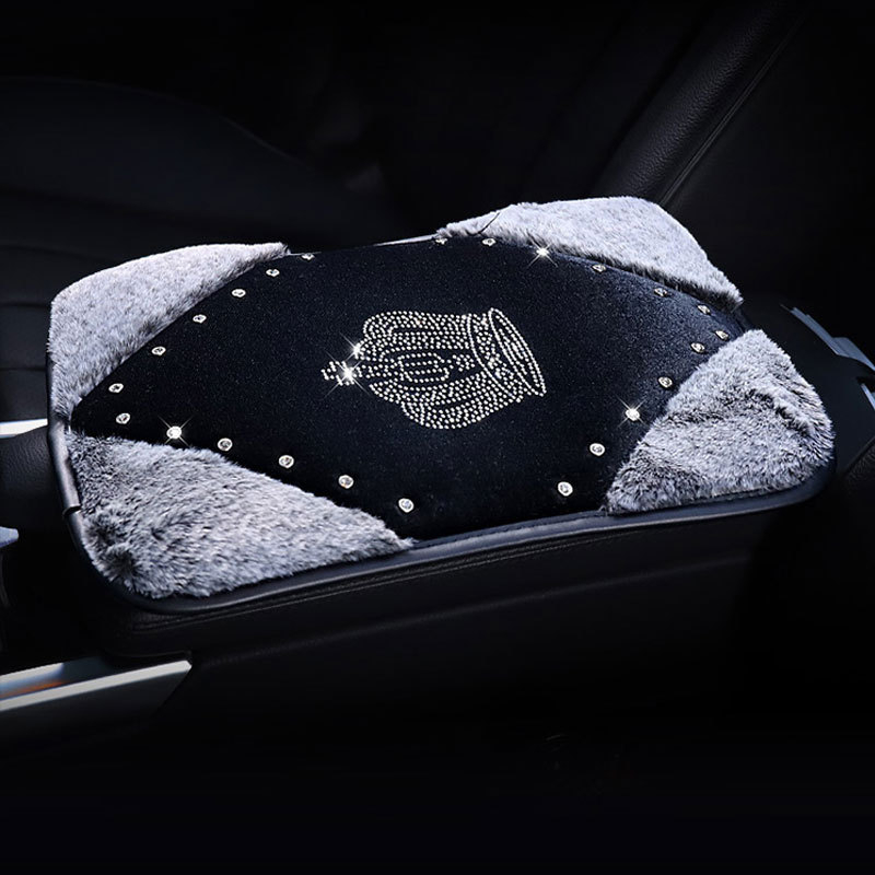 Perna de cotieră auto din material textil cu pluș de iarnă și cristale, model 0321