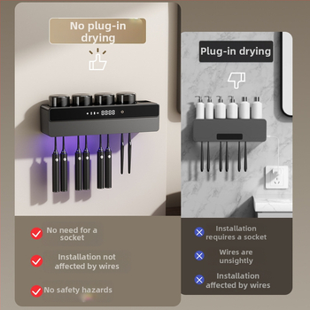 Zidni metalni držač za četkice za zube s UV sterilizacijom i sušenjem, kupaonica polica za čašu za ispiranje