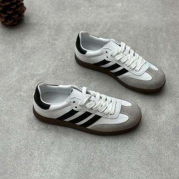 Adidași casual damă din piele de vită, vârf ascuțit, șireturi frontale, talpă din cauciuc, respirabili