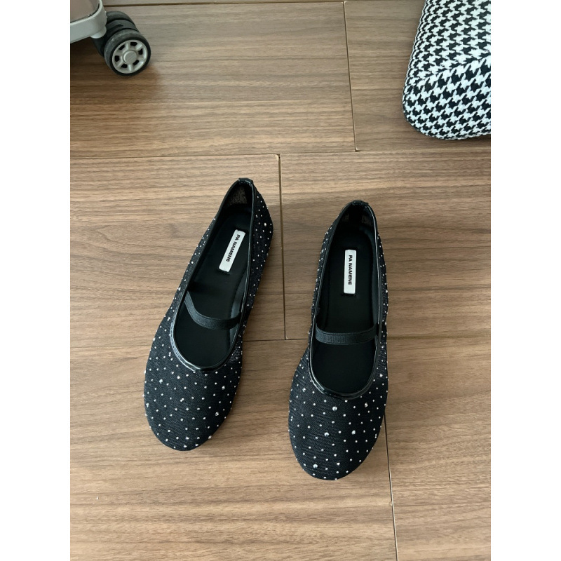 Ženske Slip-On cipele s mrežastim gornjim dijelom i kristalnim ukrasima (okrugli vrh • niski potplat 1–3 cm • plitko otvorenje)