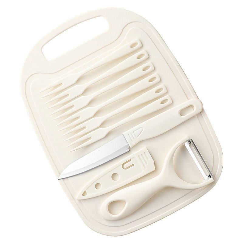 9-dijelni plastični kuhinjski set: nože, guljač za dinje, daska za rezanje i vilica za voće; materijal plastika; marka Dingchu; stil moderni minimalistički; višefunkcionalan