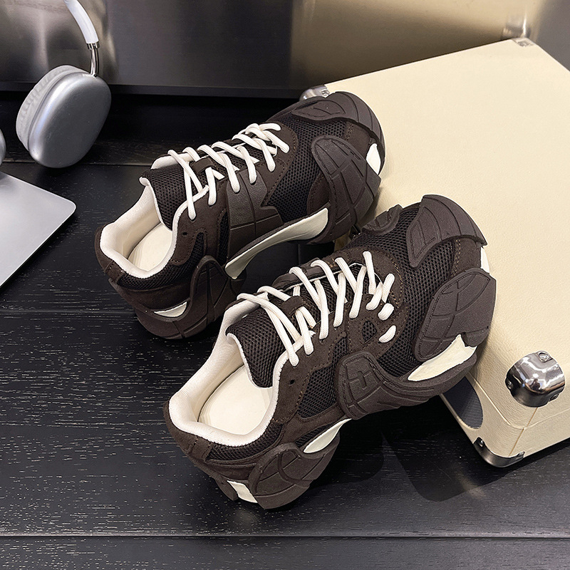 Ženske tenisice tipa dad shoes s PU gornjim dijelom, PU uloškom, gumom, vezanjem, srednje visoke