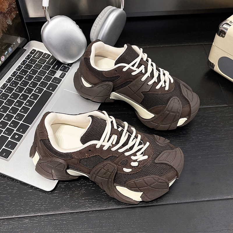 Ženske tenisice tipa dad shoes s PU gornjim dijelom, PU uloškom, gumom, vezanjem, srednje visoke