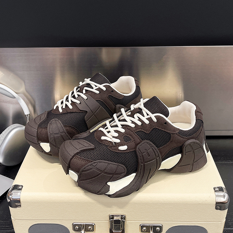 Ženske tenisice tipa dad shoes s PU gornjim dijelom, PU uloškom, gumom, vezanjem, srednje visoke