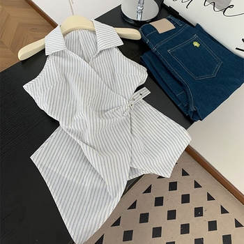 Bluza bez rukava s polo ovratnikom, A-linijski kroj, Vinylon-Spandex tkanina