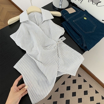 Bluza bez rukava s polo ovratnikom, A-linijski kroj, Vinylon-Spandex tkanina