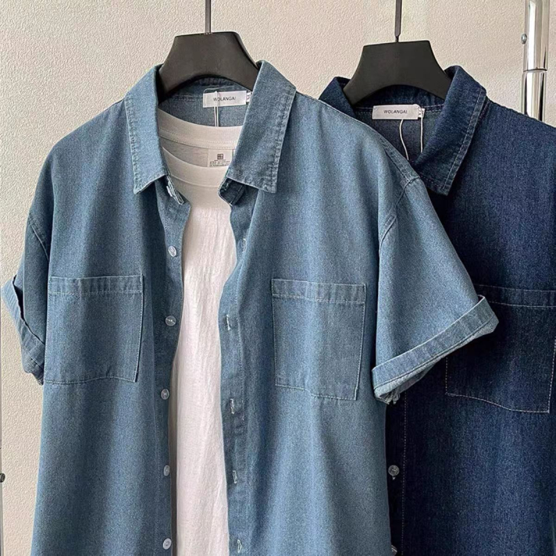 Ženska denim košulja kratkih rukava u korejskom ležernom retro stilu, opuštene krojenje, za proljeće i ljeto, top kardigan s ovratnikom