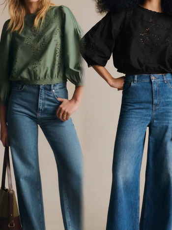 Košulja od pamuka s otvorenom izvezom, okrugli izrez, francuski stil, ležeran kroj.