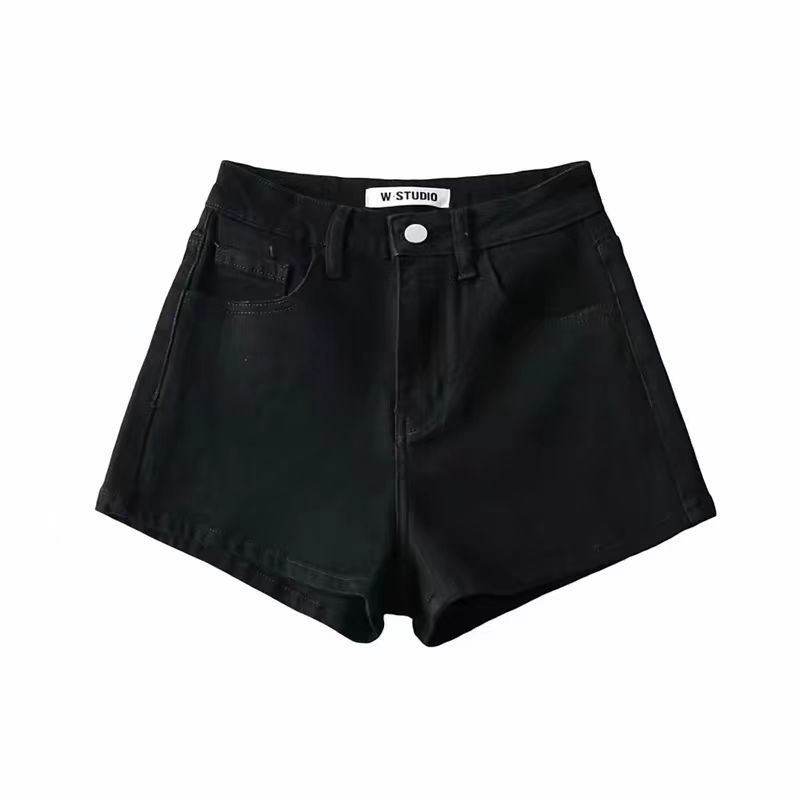 Ženski traper šorc, korejski stil, visok pojas, pamuk-elastan mješavina, duljina 3/4