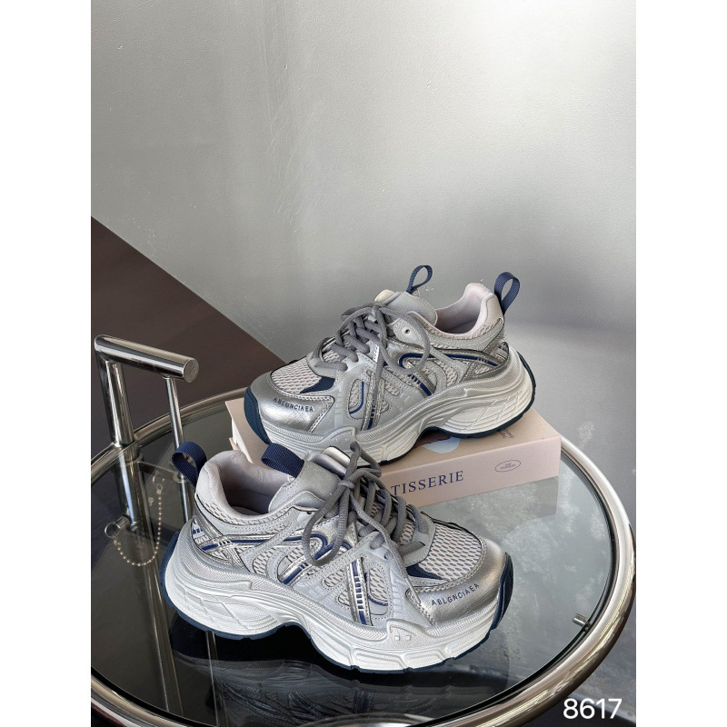 Ženske tenisice tip dad shoes s dvostrukom kožom na gornjoj strani, okrugli nos, ravna peta, dizajn za povećanje visine