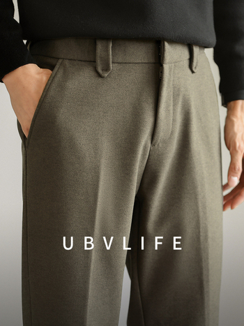 Muške hlače poslovno-ležernog ravnog kroja s elastičnim materijalom, srednji pojas, zip, bez pojasa