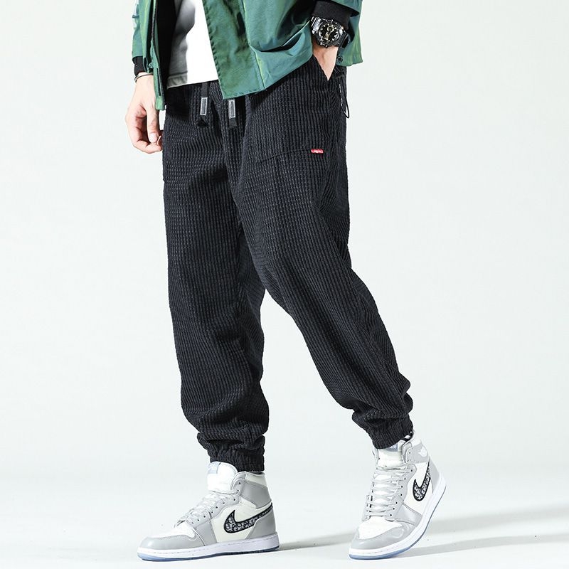 Muške corduroy jogger hlače, labav kroj, srednji pojas, za sve sezone