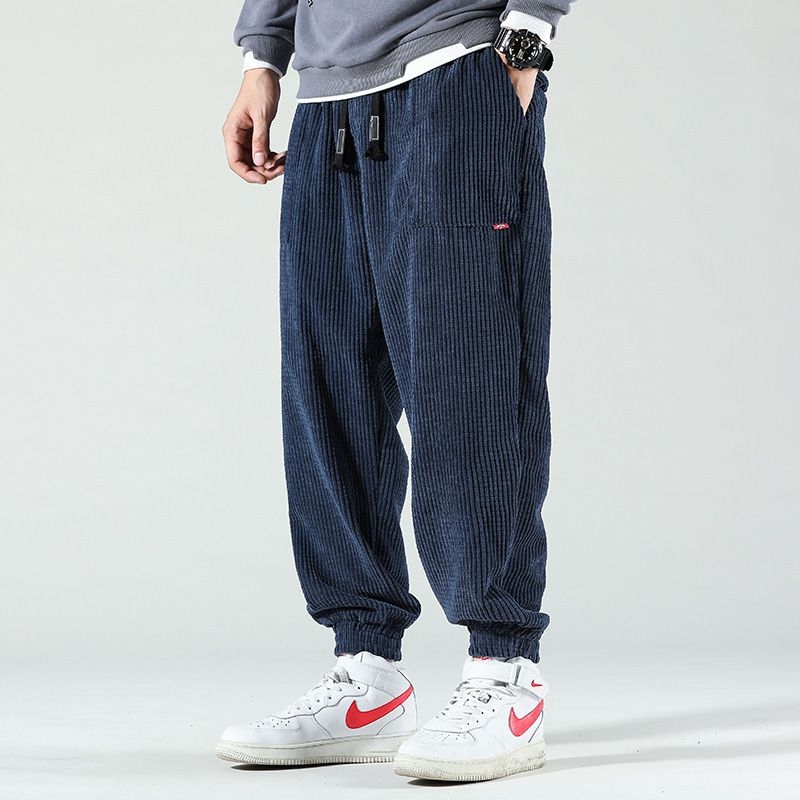 Muške corduroy jogger hlače, labav kroj, srednji pojas, za sve sezone