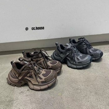 Γυναικεία παπούτσια τύπου dad με φαρδιά σόλα – επάνω μέρος από split leather, εσωτερικός χώρος από mesh, κορδόνια, καουτσούκ σόλα, διαπνοή και ελαφρύς σχεδιασμός.