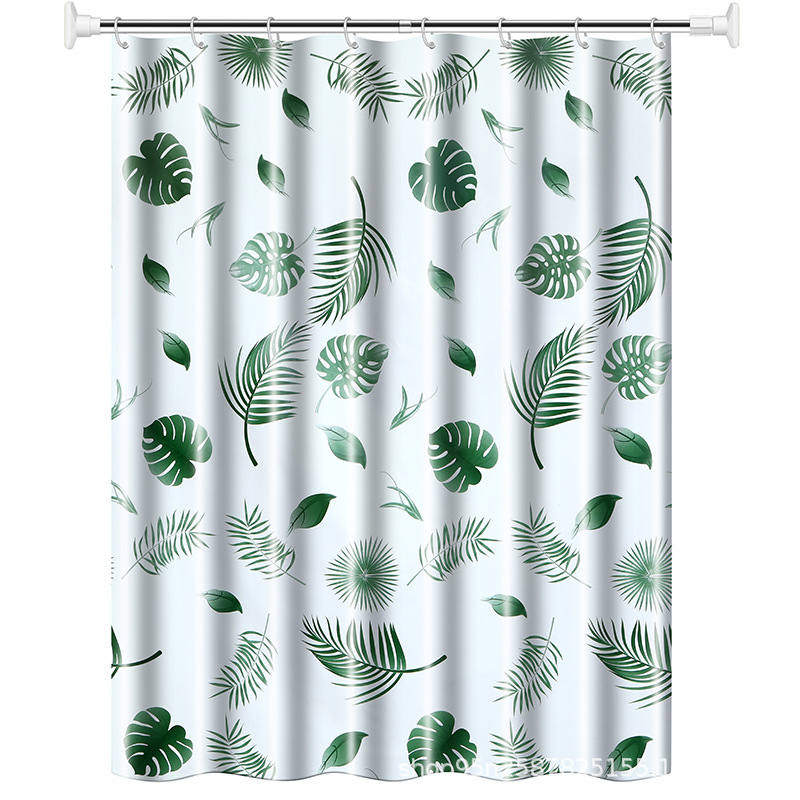 Mai Li PEVA zavjesa za tuširanje u kupaonici, PEVA materijal, uzorak zelenih listova, pastoralni stil, prilagodljiva obrada