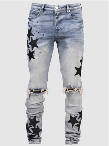 Muške skinny traperice s elastičnim denimom, srednji pojas, zip, mali uski kroj nogavica, gradski stil