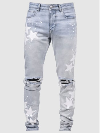 Muške skinny traperice s elastičnim denimom, srednji pojas, zip, mali uski kroj nogavica, gradski stil