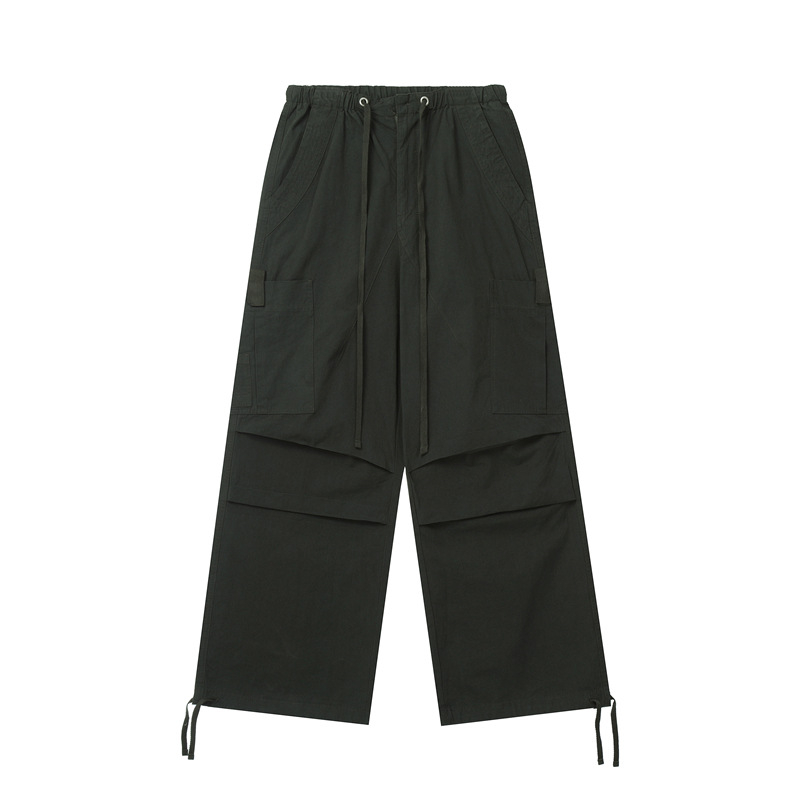 Pantalone u stilu padobranca, ravni kroj, visoki pojas, visoka elastičnost, svakodnevna proljetna odjeća za muškarce