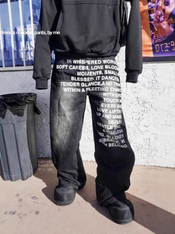 Muške traperice — hip-hop stil, ravni kroj, Y2K retro ulični print, srednji pojas, zip zatvaranje