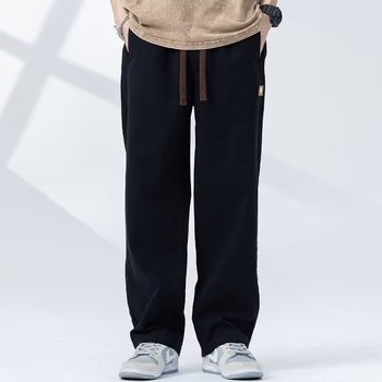 Muške casual hlače od pamuka sa širokim nogama, srednji struk, za sve sezone, retro stil