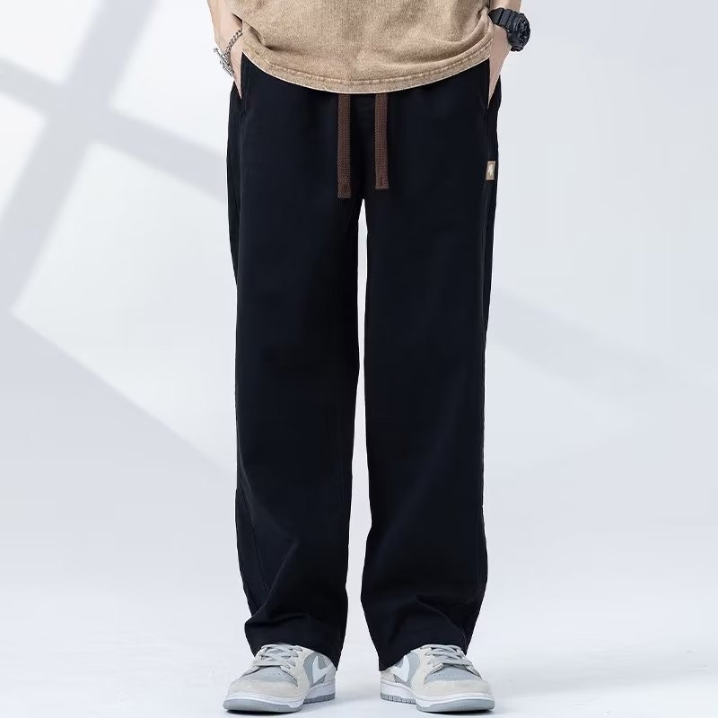 Muške casual hlače od pamuka sa širokim nogama, srednji struk, za sve sezone, retro stil