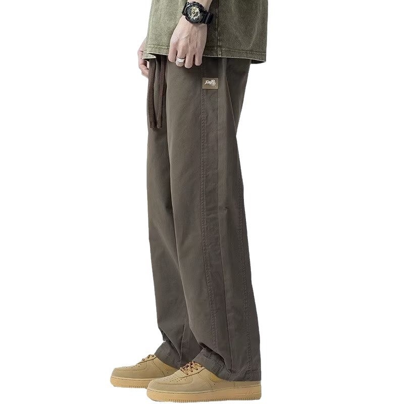 Muške casual hlače od pamuka sa širokim nogama, srednji struk, za sve sezone, retro stil