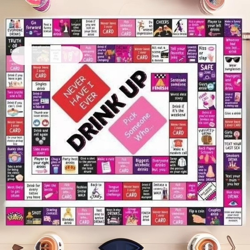 Kožna stolna igra šah i karte za odrasle s minimalističkim dizajnom — interaktivna večernja igra uz piće (14+)