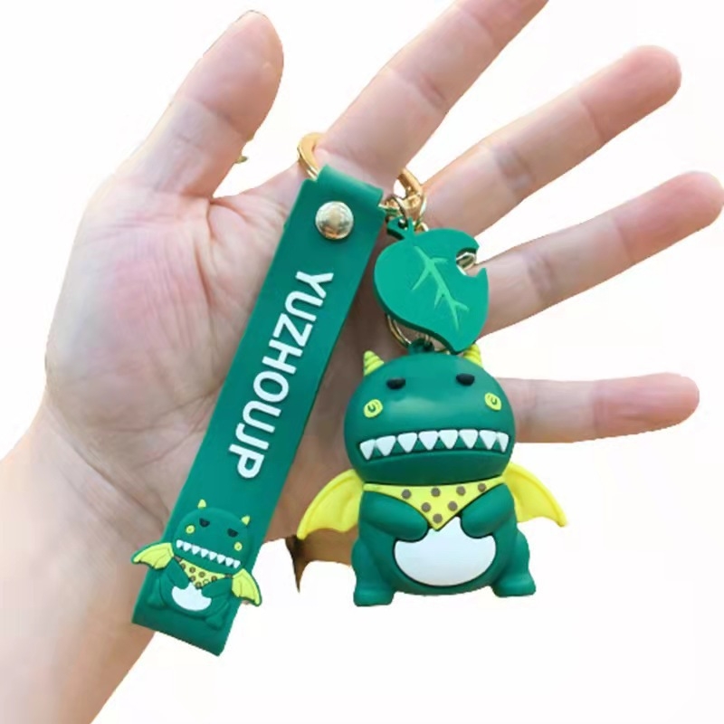 Silikonski ključni lanac – karikaturični dinosaurus s velikim prednjim zubima, pandant za torbu — Flower rain night