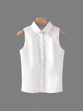 95% feletti pamut anyagú ujjatlan felső, csipkés gallér, elegáns üzleti stílus, hossz 50–65 cm