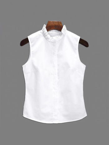 95% feletti pamut anyagú ujjatlan felső, csipkés gallér, elegáns üzleti stílus, hossz 50–65 cm