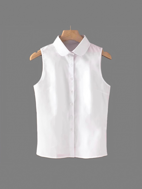 95% feletti pamut anyagú ujjatlan felső, csipkés gallér, elegáns üzleti stílus, hossz 50–65 cm