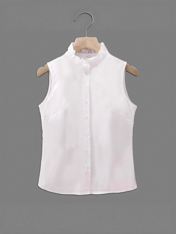 95% feletti pamut anyagú ujjatlan felső, csipkés gallér, elegáns üzleti stílus, hossz 50–65 cm