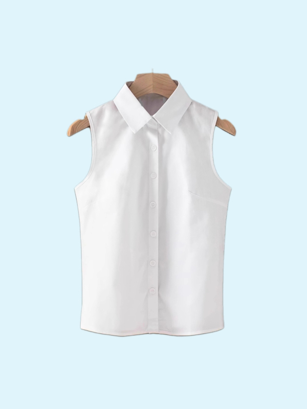 95% feletti pamut anyagú ujjatlan felső, csipkés gallér, elegáns üzleti stílus, hossz 50–65 cm