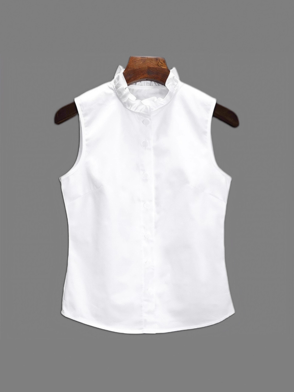 95% feletti pamut anyagú ujjatlan felső, csipkés gallér, elegáns üzleti stílus, hossz 50–65 cm