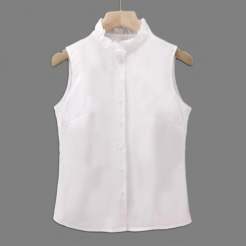 95% feletti pamut anyagú ujjatlan felső, csipkés gallér, elegáns üzleti stílus, hossz 50–65 cm