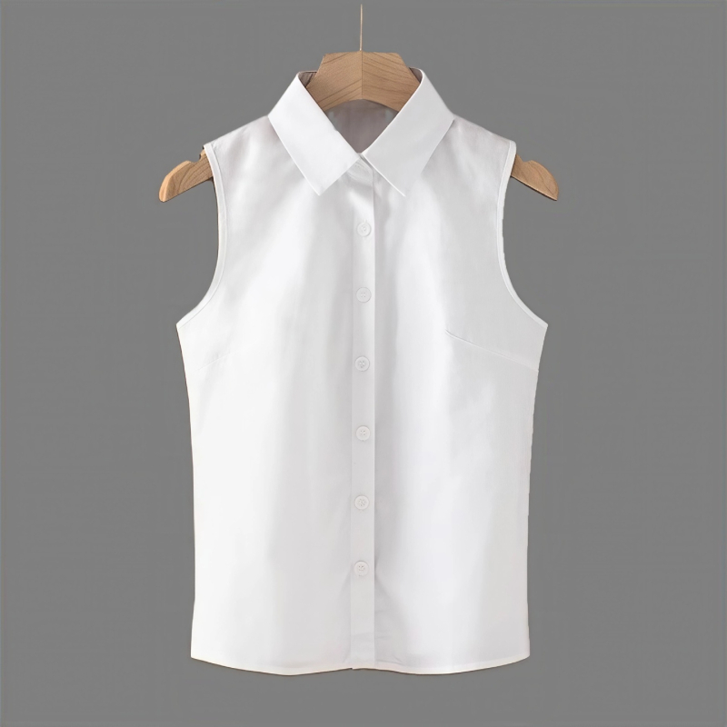 95% feletti pamut anyagú ujjatlan felső, csipkés gallér, elegáns üzleti stílus, hossz 50–65 cm