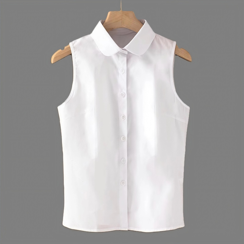 95% feletti pamut anyagú ujjatlan felső, csipkés gallér, elegáns üzleti stílus, hossz 50–65 cm