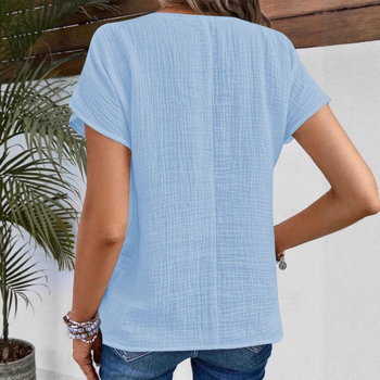 Hosszú ujjú ing, laza szabás, gallér, gyűrött textúra, előlap gombos, poliészter-elasztán keverék, nyár 2025, laza japán-koreai szabadidős stílus