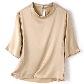 Női Mulberry selyem blúz, kerek nyakú, pull-over